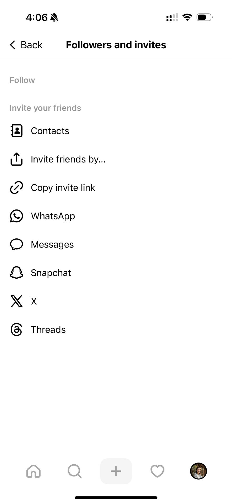 ThreadsのFollowers画面